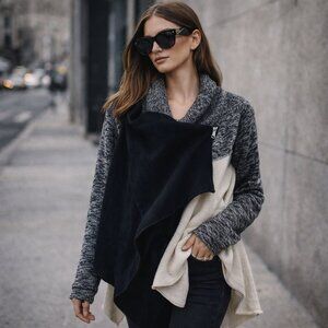 BcbgMaxAzria Wool Cashmere Modern Oversized Knit Chunky Sweater Cardigan Women S